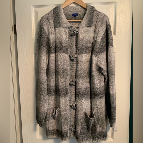 Ladies long grey sweater coat. XL. - Picture 1 of 5